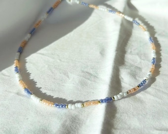 Multi-coloured Beaded Choker Necklace, Sterling Silver Clasp, Handmade Bridal Jewellery