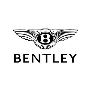 May include: Black and white Bentley logo. The logo features a circular emblem with the letter "B" inside, surrounded by stylized wings. The word "BENTLEY" is printed in a bold, sans-serif font below the emblem.