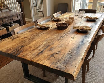 kitchen table, rustic kitchen table, natural walnut table,walnut kitchen table, contemporary wood table, wood furniture, custom wood table