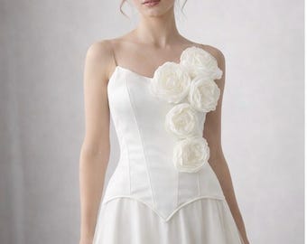 Bridal Corset Top, White Lace Corset, Wedding Bustier, Strapless Corset, Handmade Corset, Custom Bridal Top, Shoshanna