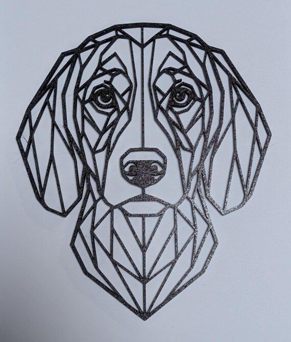 Geometric Beagle Wall Art: 1/2" thick relief art, multiple colors, ready to hang, shown in listing image 4 with additional visible details or options.