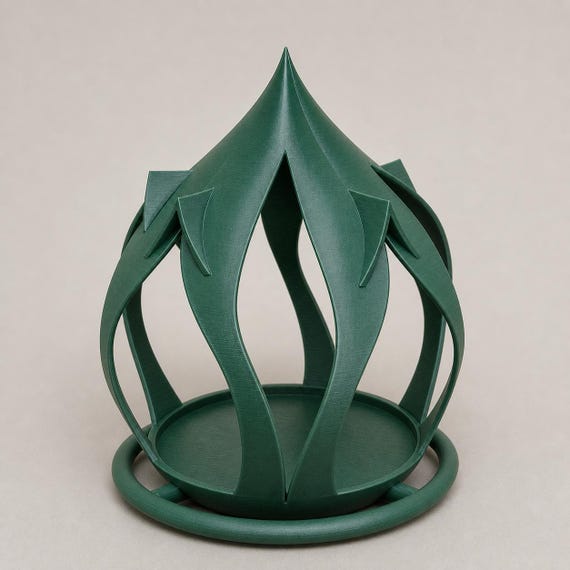 Studio angle showing the sweeping leaves of the Forest Green Leafspire Haven feeder