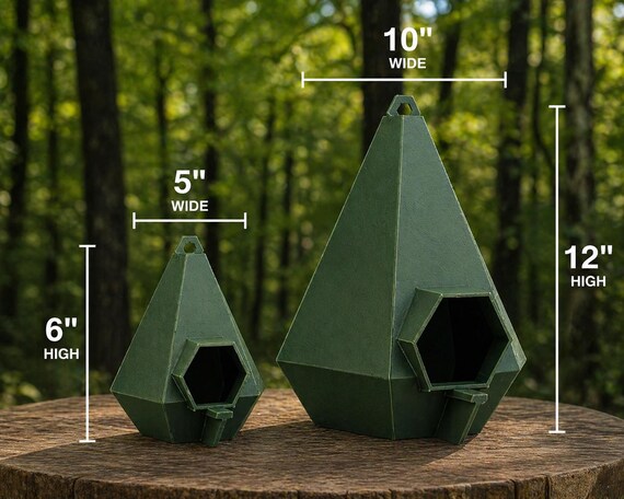 Modern Geometric Birdhouse – Outdoor Hanging Bird Home – 6” & 12” Heights, shown in another listing view highlighting visible design details.