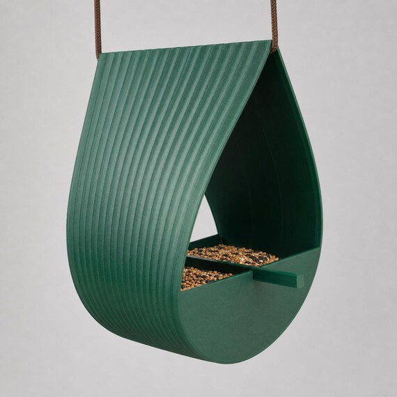 Rear angle showing the continuous ribbed loop of the Ribbon Roost feeder