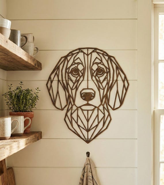 Geometric Beagle Wall Art: 1/2" thick relief art, multiple colors, ready to hang