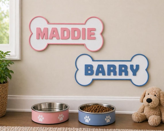 Personalized Dog Bone Name Sign – Custom Pet Plaque, 6-12 Inch