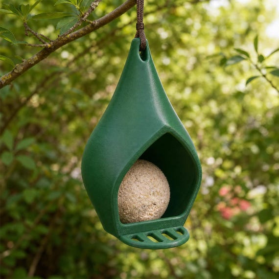 Dewdrop Nook Hanging Suet Ball Bird Feeder, Teardrop Garden Fat Ball Holder, Outdoor Bird Lover Gift, 15 Colors