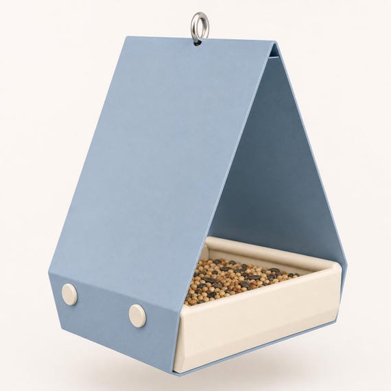 Lakeside Cottage Gable Grove feeder with Misty Blue body and Cream tray