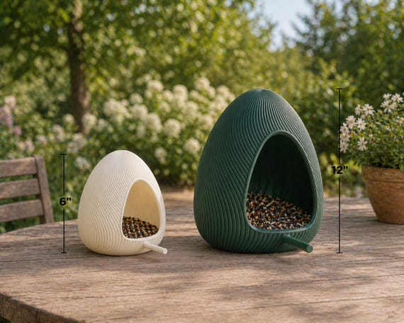 Aurora Nest Bird Feeder, Modern Egg Shaped, Hanging Patio Feeder (6 or 12 Inch), shown in an additional close-up listing view with visible shape and details.
