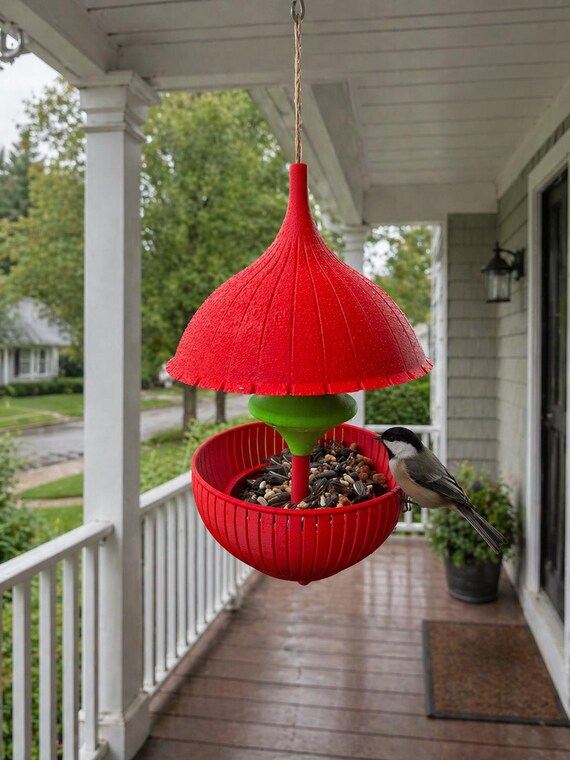 Modern Hanging Bird Feeder, Decorative Garden Outdoor Porch Backyard Feeder, shown in another listing view highlighting visible design details.