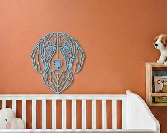 Geometric Beagle Wall Art: 1/2" thick relief art, multiple colors, ready to hang, shown in listing image 5 with additional visible details or options.