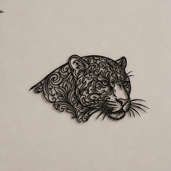 Cat Head Filigree Wall Art, Ornate Animal Wall Decor, 12 Inch Unframed Sculpture