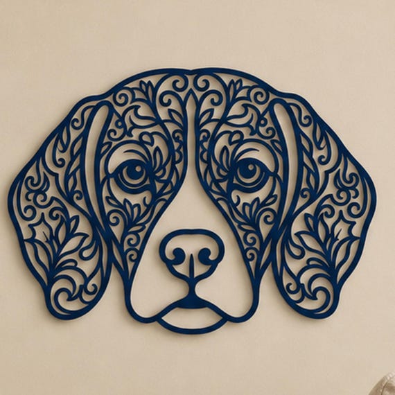 Close-up of Beagle filigree wall art in Brown in a contrasting room