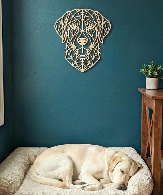 Geometric Labrador\Golden Retriever Wall Art: 1/2" thick relief art, multiple colors, ready to hang, shown in another listing view highlighting visible design details.