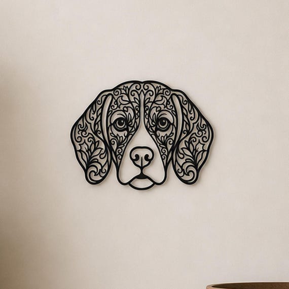 Beagle Filigree Wall Art, Ornate Animal Wall Decor, 12 Inch Unframed Sculpture