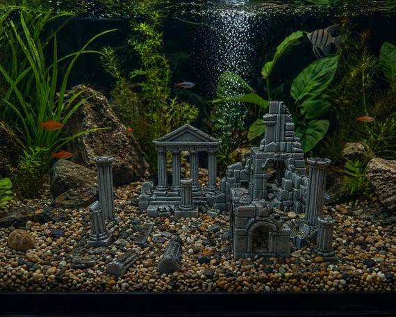 Ancient Ruins Aquarium Decor – 6" & 10" Greek Temple Scape – Fish Tank Ornament – Stone Style Aquascape, shown in an additional close-up listing view with visible shape and details.