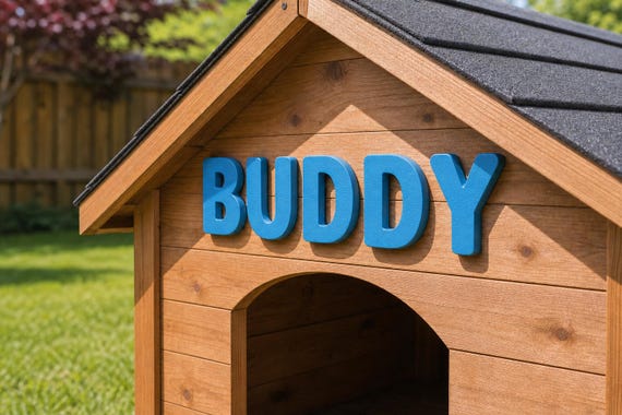 Pawprint Place Raised Pet Name Letters, Custom Doghouse Sign, Chicken Coop Letters, Doggy Door Decor, 6 Sizes