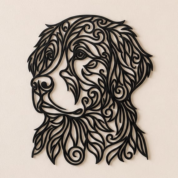 Bernese Mountain Dog Filigree Wall Art, Ornate Animal Wall Decor, 12 Inch Unframed Sculpture