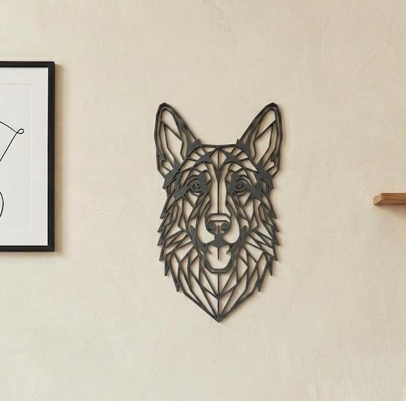 Geometric German Shepherd Wall Art: 1/2" thick relief art, multiple colors, ready to hang