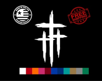 Three Cross Vinyl Decal, Christian Cross, Faith Car Window, Jesus Cross Laptop Sticker, Religious