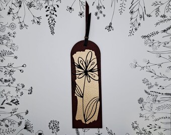 Marcapáginas hecho de piel sintética reciclada: ligero y duradero, hecho a mano, regalo para mujeres, madres, estudiantes y profesoras.