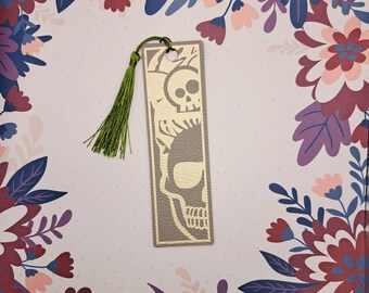 Marcapáginas grande de piel sintética reciclada: ligero y resistente, hecho a mano, ideal como regalo para mujeres, estudiantes y adolescentes.