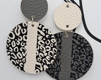 Pendientes artesanales con estampado de leopardo en piel sintética – ligeros – hechos a mano en Francia – regalo para mujer