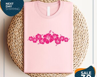 Pink Hibiscus Flower Shirt | Hawaiian Floral Tee | Tropical Flower Shirt | Aloha Beach Vacation Tee | Summer Floral Shirt | Island Style Top