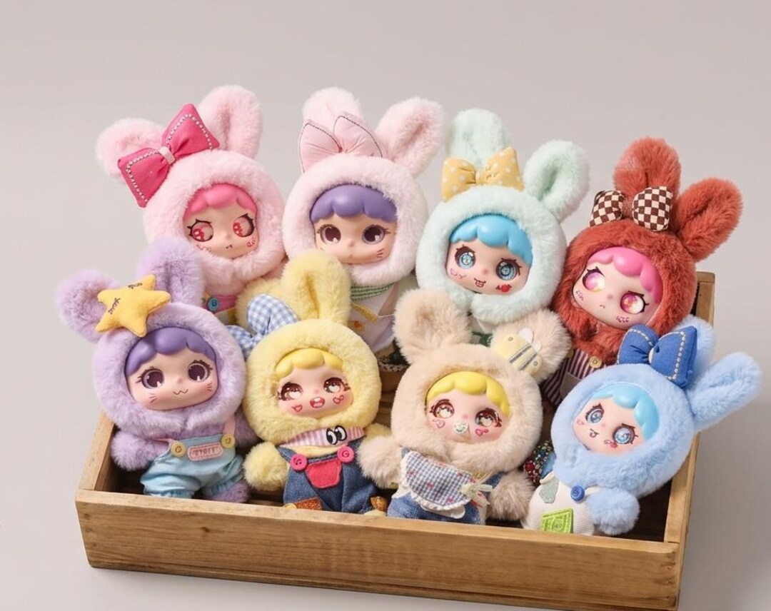 Kawaii Bunny Plush Doll With Vinyl Face, 20cm Art Toy, Pastel Stuffed ...