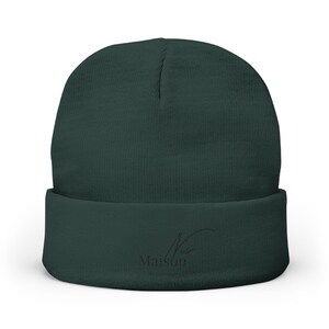 Maison Noir Script Logo knit beanie | Embroidered cuff beanie