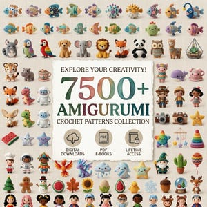 7500+ Amigurumi Häkelanleitungen Bundle PDF | Niedliche Tiere häkeln Muster | Anfänger Freundliche Plushie Patterns | Sofort Download