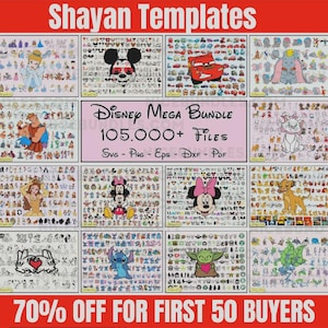 Más de 100 000 paquetes especiales de SVG y PNG / Princesas, Mickey Mouse, imágenes prediseñadas de Pixar / Archivos de sublimación de descarga digital / Paquete de dibujos animados / Paquete de megapaquete
