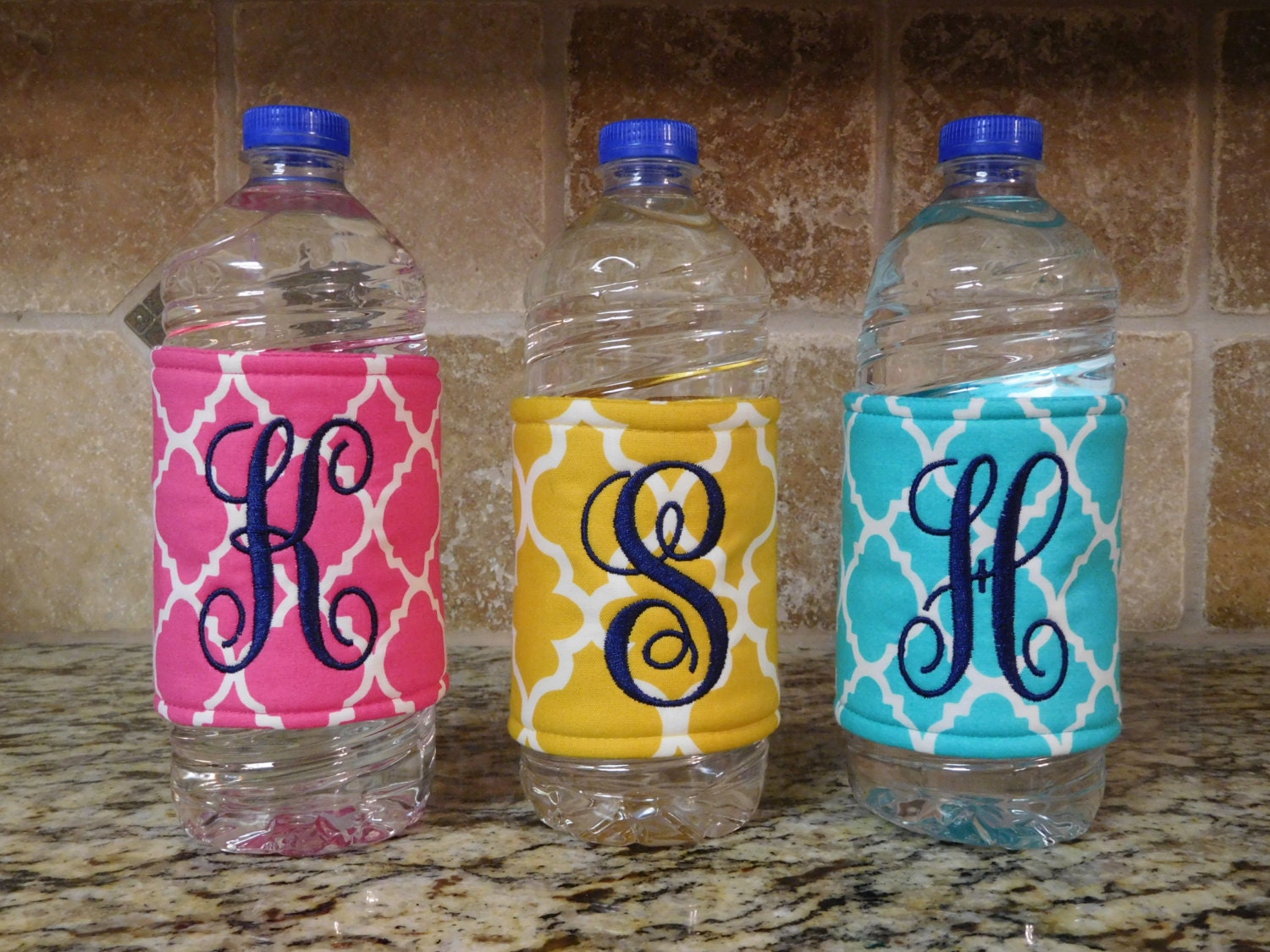 Monogrammed water bottle wrap drink wrap bottle wrap Etsy