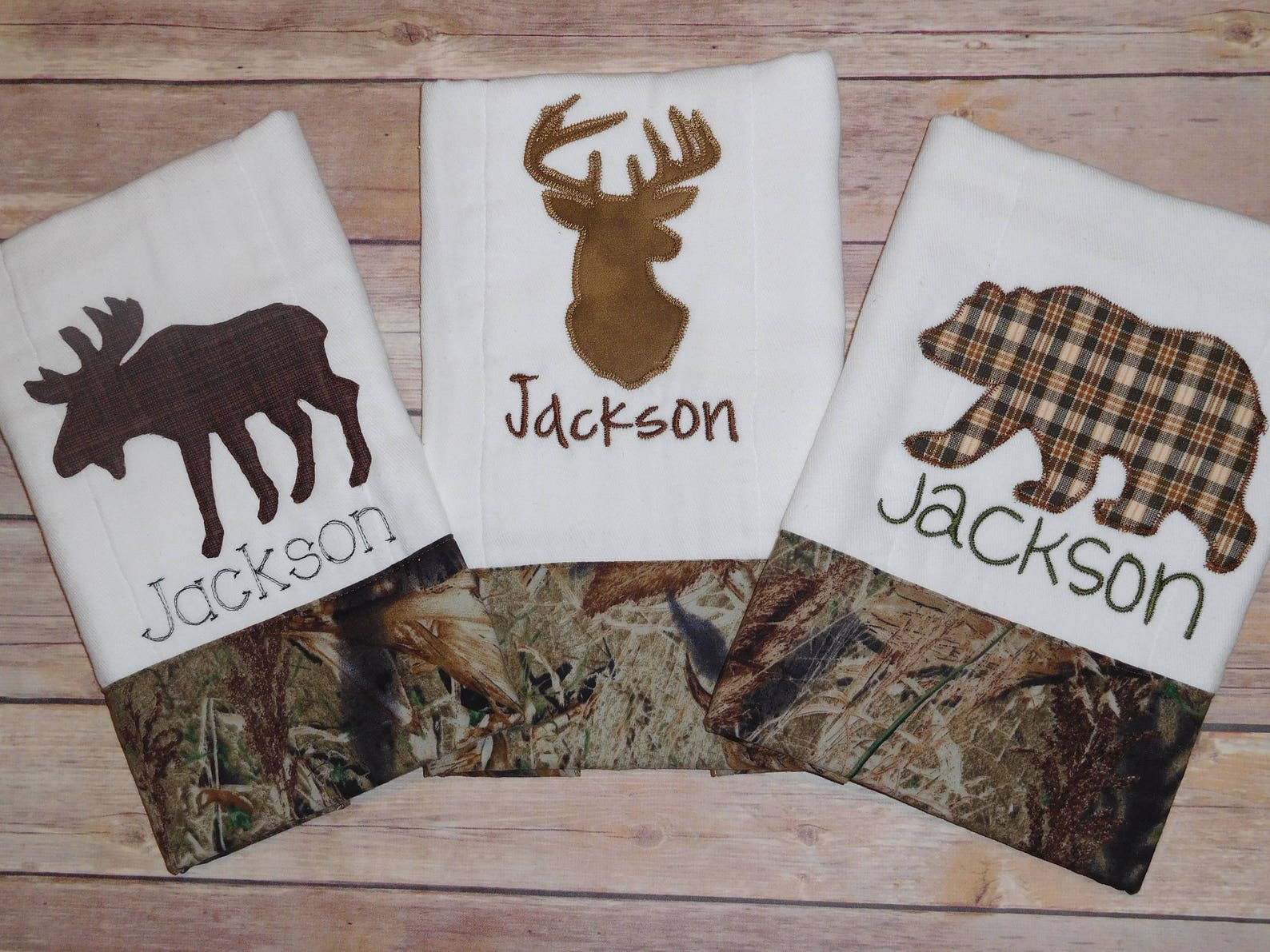 Boy Camo Burp Cloths Woodland Animals Burp Cloths Moose Etsy
