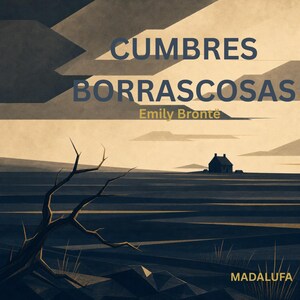 May include: Book cover for "Wuthering Heights" by Emily Brontë. The image depicts a desolate landscape with a house on the horizon, a bare tree, and the title in large letters. The author's name and the publisher's name are also visible on the cover.