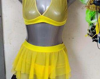 3 Piece Mesh Skirt Set