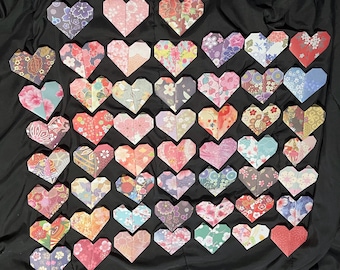 50 Different Japanese Patterned Origami Hearts
