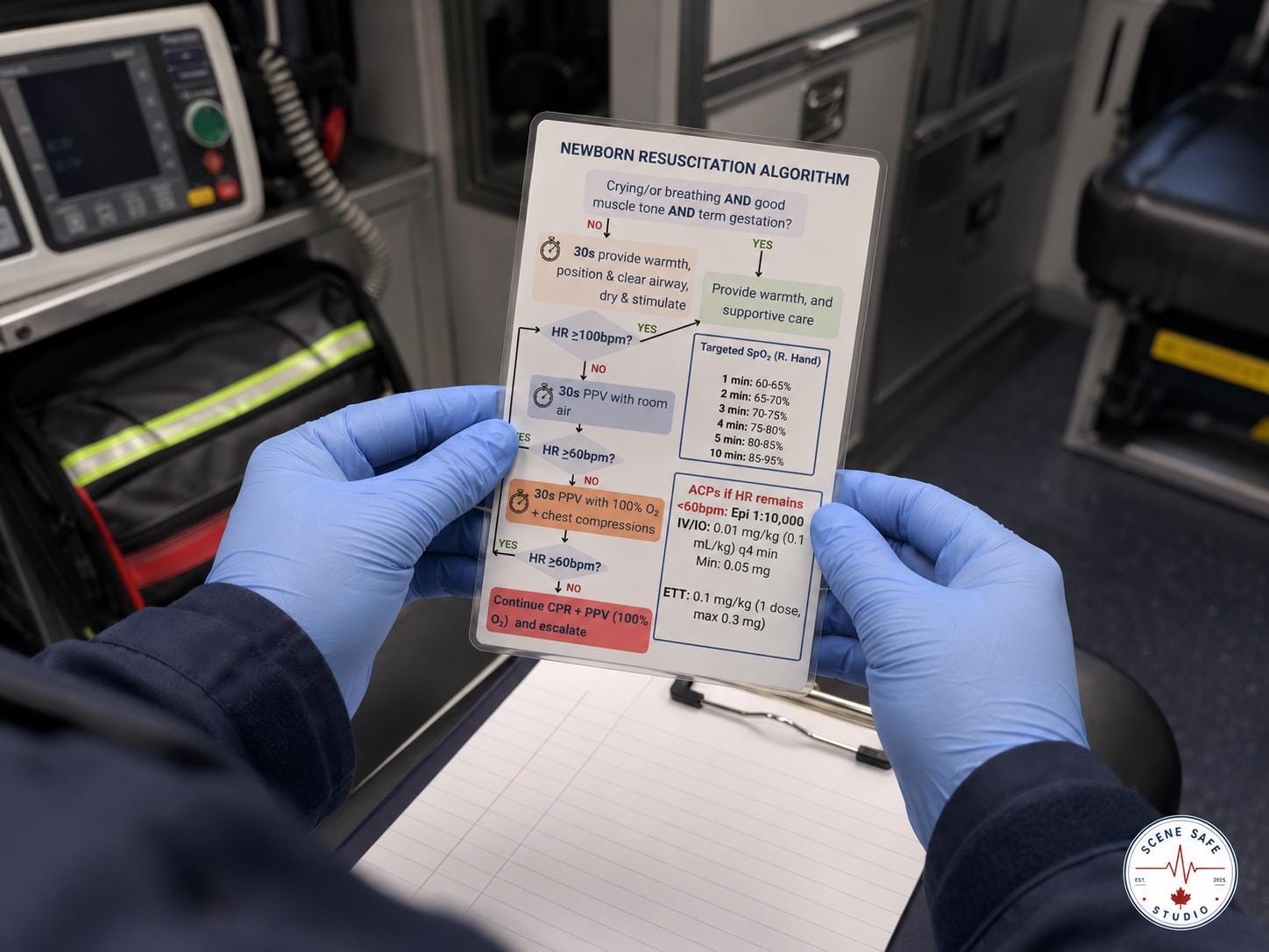 Newborn Resuscitation Algorithm Badge Card | Pediatric EMS Clinical ...