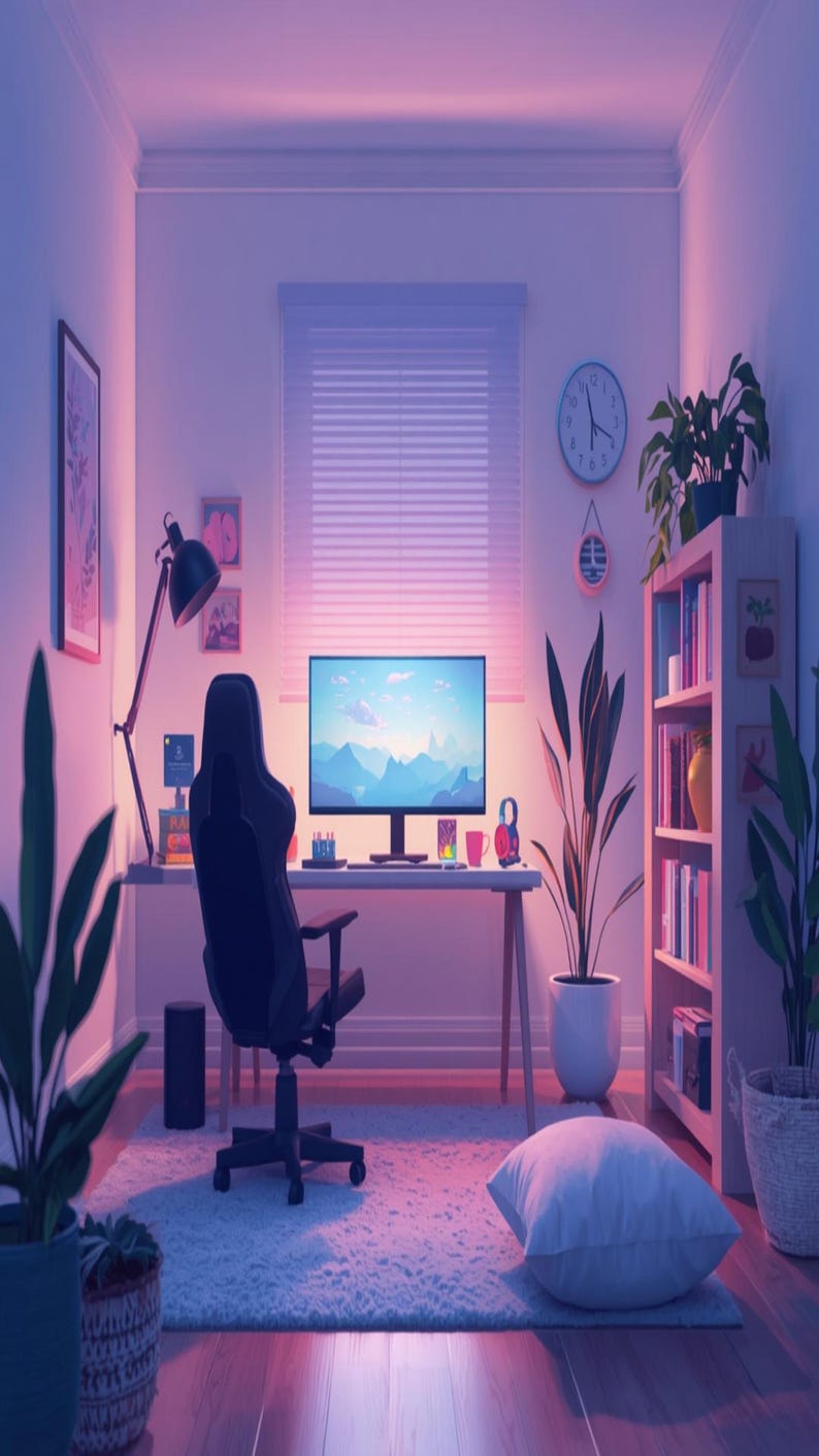 Calm Gaming Setup Poster | Cozy Minimalist Gamer Room Decor (digital ...