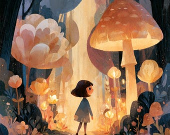 Alice in Wonderland Art | Glowing Forest Path Print | Whimsical Woodland Wall Art | Lewis Carroll Decor | Book Lover Gift