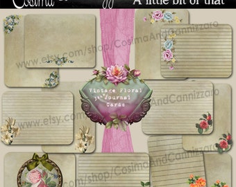 Printable 3x4 inch Vintage Floral Journaling Cards suitable for Project Life Instant Download Digital Collage - Scrapbooking