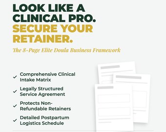 Paquete de formularios para doulas / Admisión de clientes, contrato, lista de verificación posparto (descarga en PDF)
