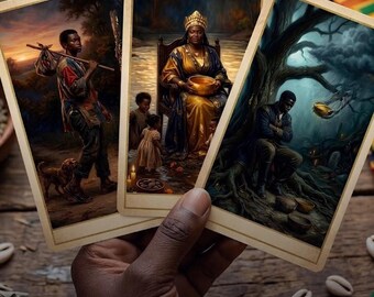 Lectura del oráculo de los ancestros con 3 cartas / Guía espiritual Hoodoo afrocéntrica (PDF)