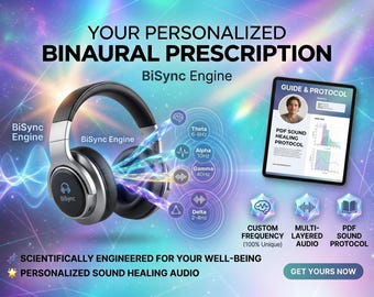 Prescripción personalizada de frecuencias binaurales — Motor BiSync / Audio de sanación sonora personalizado + Protocolo PDF