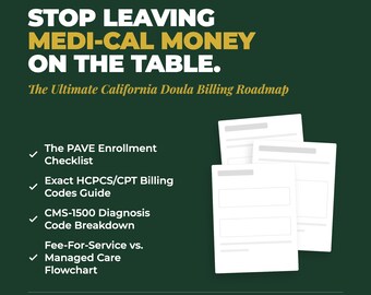Guía de facturación de Medi-Cal para doulas en California / PAVE, códigos CPT, guía CMS-1500 (descarga en PDF)