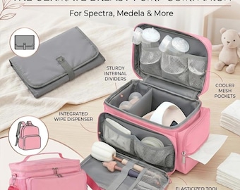Breast Pump Bag Fit for Spectra S1 and S2, Wearable Breast Pump Bags with Milk Pack for Travel and Family, Pink