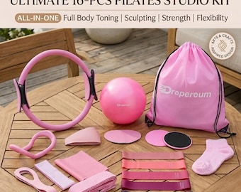 Pilates Kit for Women: 16PCS Home Pilates Workout Kit for Beginners, Pilates Ring Set with Ball, Resistance Bands & Accessories