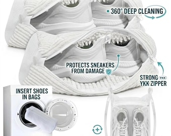 Shoe Washing Machine Bag 3PCS: Sneaker Washing Machine Bag, Shoe Bag, Laundry Bag for Shoes, Microfiber for Sneakers & Tennis Shoes