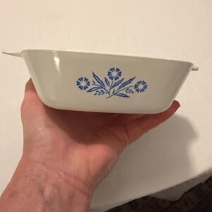 Corningware White Casserole Dish with Blue Floral Pattern