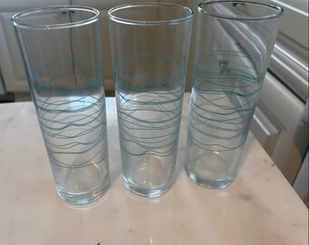 Grands verres transparents IKEA à motif vagues bleu clair - Lot de 3
